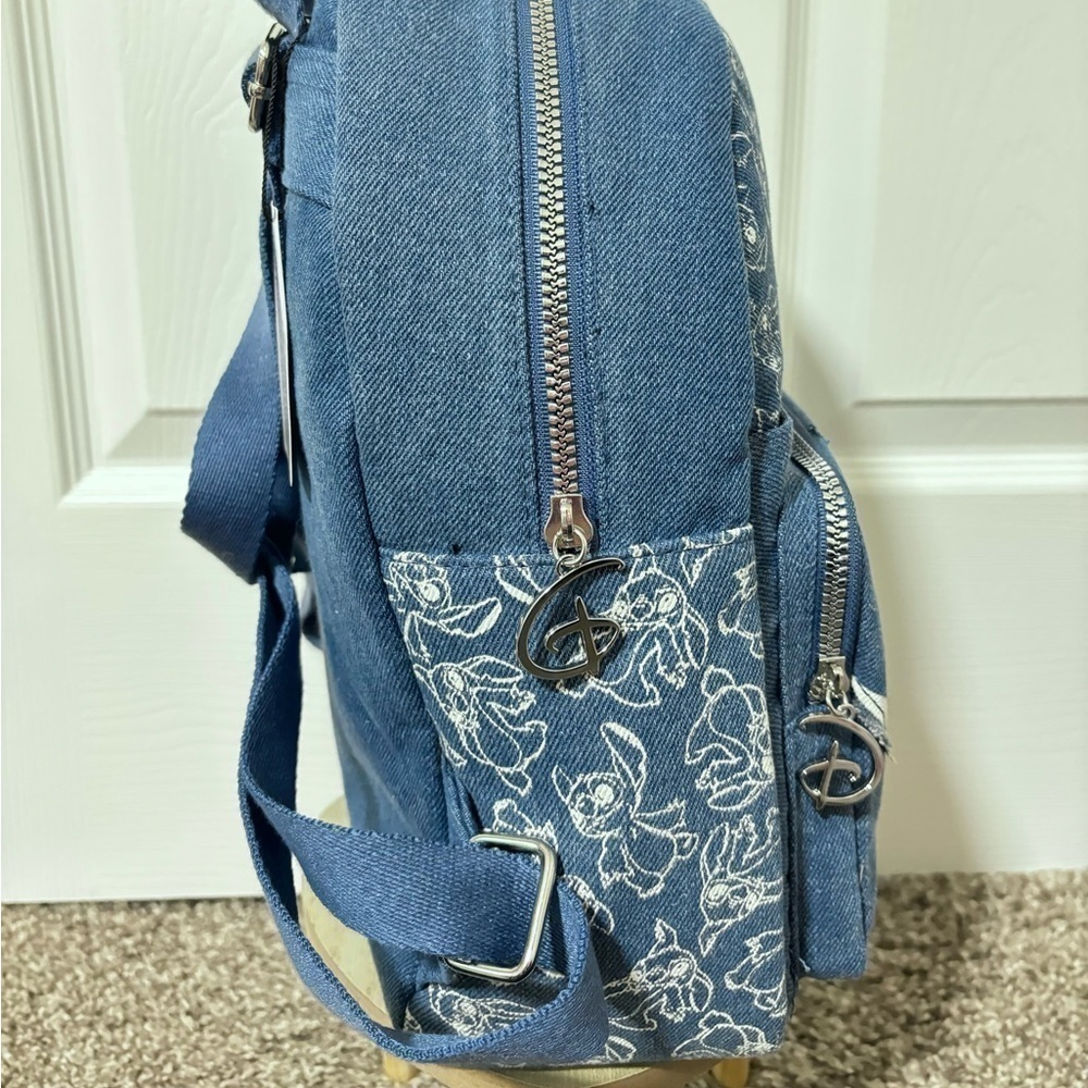 Disneys : Stitch Blue Denim Embroidered Backpack | NWT ✨ - Picture 8 of 12
